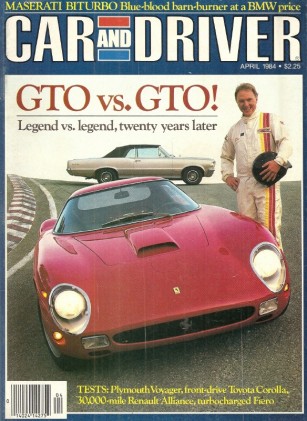 CAR & DRIVER 1984 APR - PFAFF FIERO, BITURBO, GTO v GTO